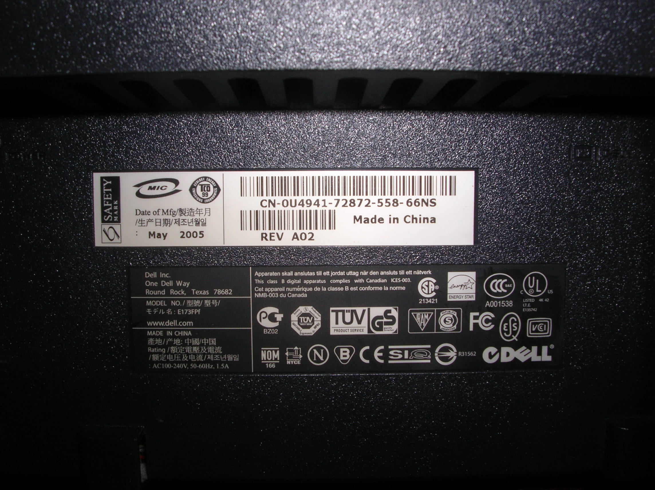 DELL E173FPF 17" LCD MONITOR